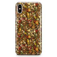 Apple iPhone XS Max Kılıf Gastronomi Doodle Arka Kapak Koruma Desenli Full Koruyucu