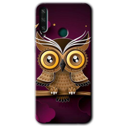 Huawei Y6P HD Baskılı Kılıf + 9D Tam Ekran Koruyucu - Owl Bird Branch