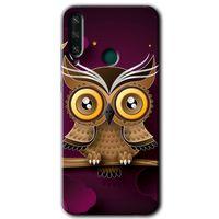 Huawei Y6P HD Baskılı Kılıf + 9D Tam Ekran Koruyucu - Owl Bird Branch