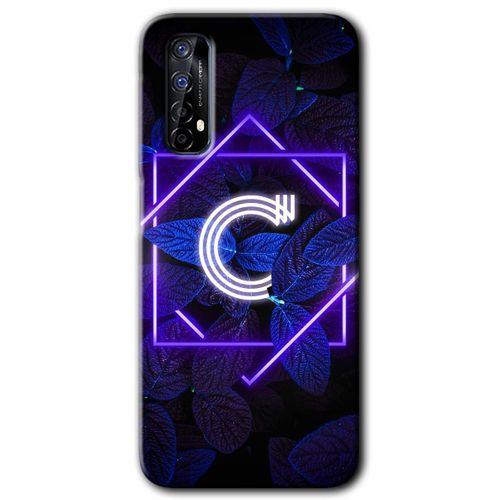 Potkal Hediye Fabrikası Realme 7 Kılıf HD Desen Baskılı Arka Kapak - Dark Neon Yaprak C Harfi