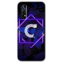 Potkal Hediye Fabrikası Realme 7 Kılıf HD Desen Baskılı Arka Kapak - Dark Neon Yaprak C Harfi