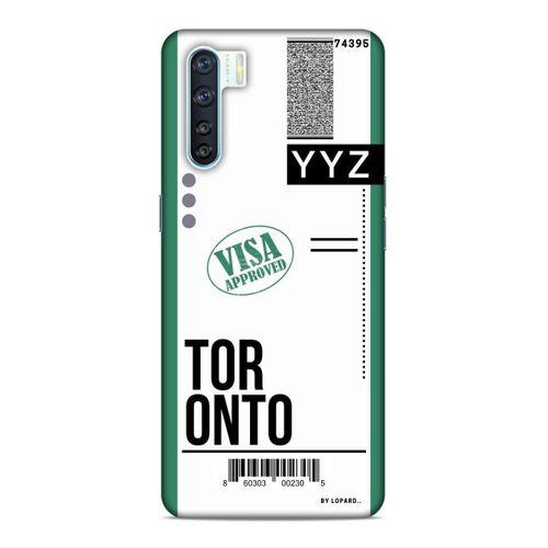 Oppo A91 Kılıf Uçak Bileti Toronto Arka Kapak Koruma Desenli Full Koruyucu