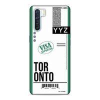 Oppo A91 Kılıf Uçak Bileti Toronto Arka Kapak Koruma Desenli Full Koruyucu