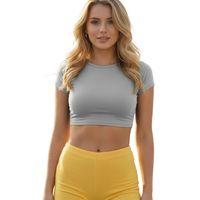 Crop Kısakollu Body Gri Renk