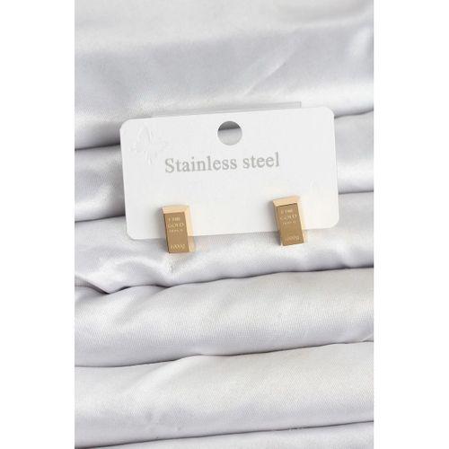 316L Çelik Gold Renk Külçe Altın Model Kadın Küpe