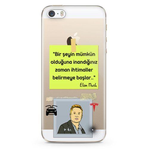 Apple iPhone 5s Kılıf Caps-Elon Musk Arka Kapak Koruma Desenli Full Koruyucu