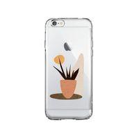 iPhone 6 Saksıda Çiçek Desenli Premium Şeffaf Silikon Kılıf