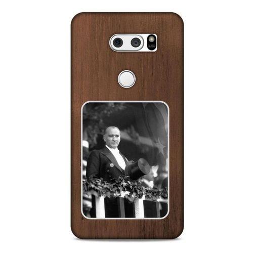 LG K50S Kılıf Atatürk (35) Fit Design Kılıf Kahverengi Duvar