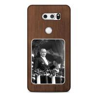 LG K50S Kılıf Atatürk (35) Fit Design Kılıf Kahverengi Duvar