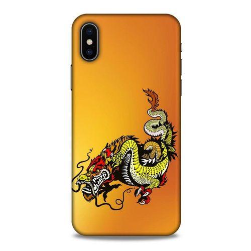 Apple Iphone X Kılıf Dragons (28) Arka Kapak Tatoo Sarı Ejderha