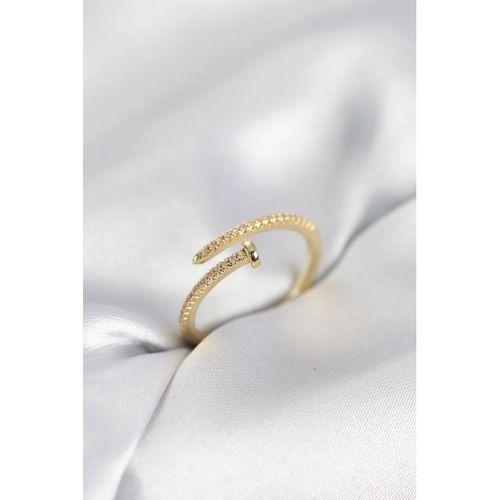 Çivi Model Zirkon Taşlı Gold Renk Kadın Yüzük