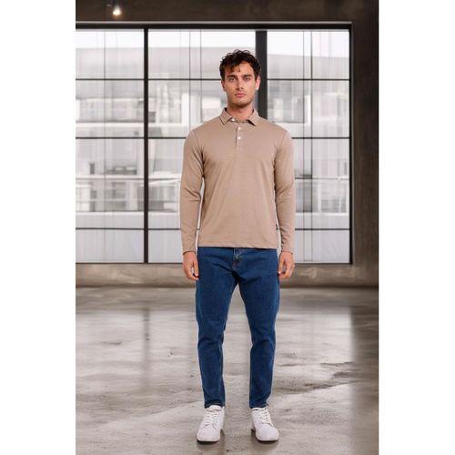 Ridley Regular Fit Doubleface Interlok Polo Yaka Erkek Sweatshirt - Bej