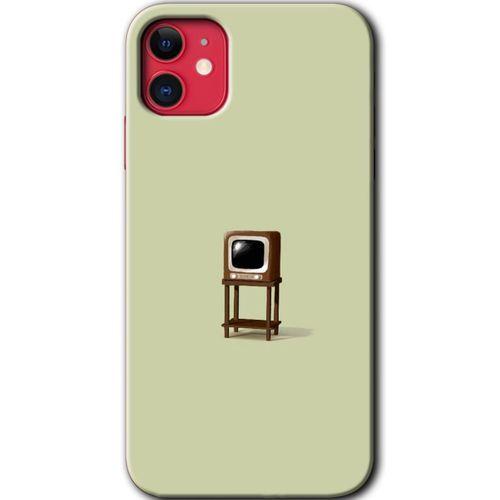 iPhone 11 Kılıf Kapak - Retro-TV +Hayalet Ekran Yandan Gözükmez