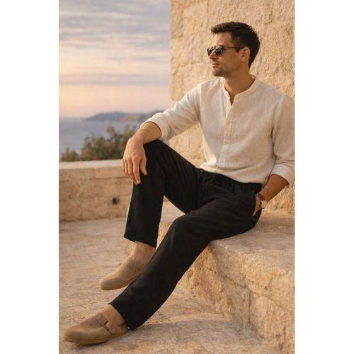 Hafif ve Rahat Müslin Baggy Erkek Pantolon - Siyah
