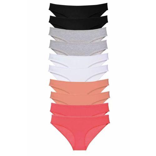10 adet Süper Eko Set Likralı Kadın Slip Külot Siyah Gri Beyaz Pudra Fuşya
