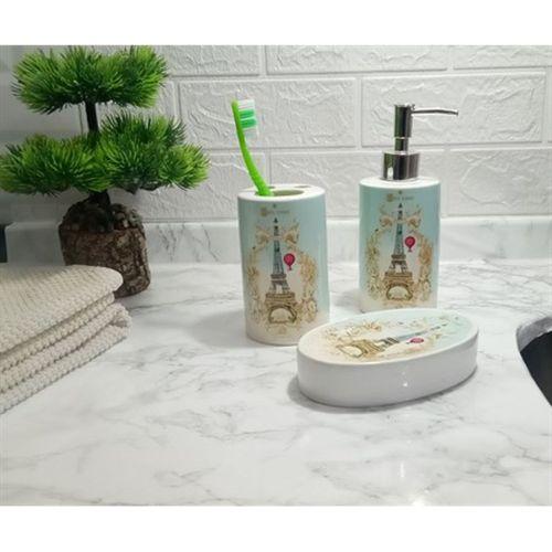 Seramik Üçlü Banyo Seti Romantik Yeşil Model