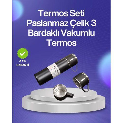 Isıyı Uzun Süre Koruyan 500 Ml Termos Seti | Çelik Gövde, 2 Bardaklı, Hediye Kutulu