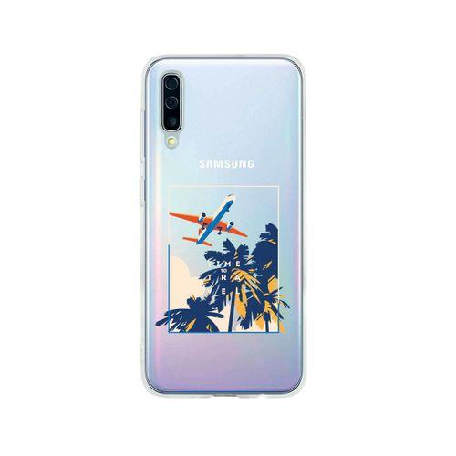 Samsung A50 Time To Travel Desenli Premium Şeffaf Silikon Kılıf