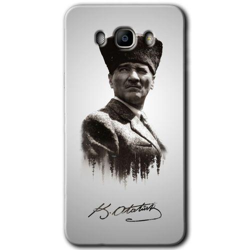 Samsung Galaxy J7 2016 HD Baskılı Kılıf + 9D Tam Ekran Koruyucu - Mustafa Kemal Atatürk