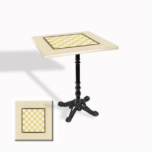 Dockers Çipa 1004 Döküm Ayak Kare Masa 70X70 cm - (Werzalit, Wermodin ve Allzalit Tabla) - Krem Satranç