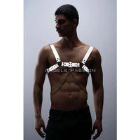 Reflektörlü (karanlıkta Parlayan) Zincir Detaylı Şık Erkek  Göğüs Harness, Reflektörlü Clubwear - Brfm109