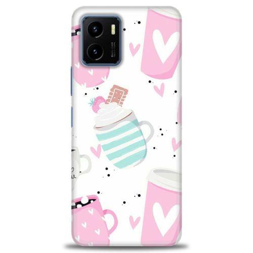 Vivo Y15S Kılıf HD Baskılı Kılıf - Pembe Bardaklar + Tam Ekran Koruyucu