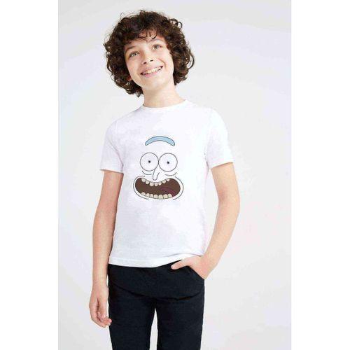 Rick And Morty Hand Baskılı Unisex Çocuk Beyaz t-shirt