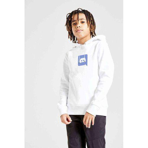 Discord Logo Baskılı Unisex Çocuk Kapüşonlu Beyaz Sweatshirt