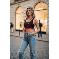 Kırmızı Kadın Kemer Deri Çapraz Bantlı Vücut Aksesuarı - Brf187