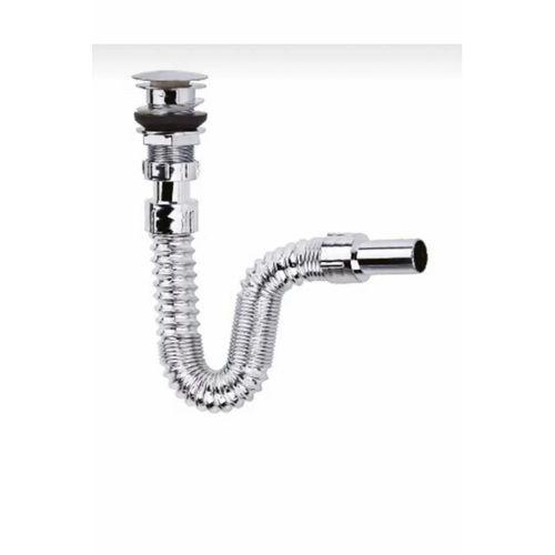 Krom Basmalı Sifon -körüklü Sifon Bas Stoplu Lavabo Mutfak Sifonu-paslanmaz