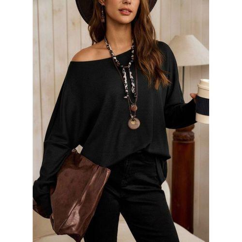 Kadın Tek Omuzdan Açık Yarasa Kollu Waffle Bluz