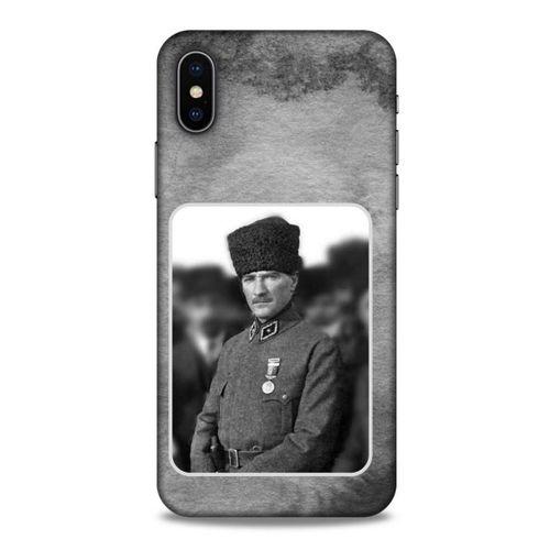 Apple Iphone X Kılıf Atatürk (38) Neo Hybrid Kılıf Antrasit Taş