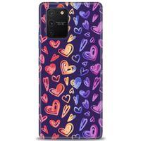 Samsung Galaxy A91 / S10 Lite Kılıf HD Baskılı Kılıf - Renkli Kalpler + Tam Ekran Koruyucu