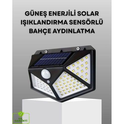 100 Led Solar Lamba Hareket Algılamalı Bahçe Duvar Dış Mekan Aydınlatma