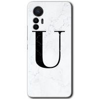Xiaomi Mi 12 Lite HD Baskılı Kılıf + 9D Tam Ekran Koruyucu - Beyaz Mermer Desenli U Harfi