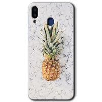 MRCİLETİSİM MRCİLETİSİM Samsung Galaxy M20 Kılıf HD Desen Baskılı Arka Kapak + Temperli Cam - Ananas