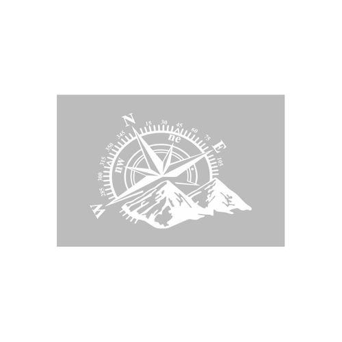 Araba Sticker Pusula Compass 35x25 Cm Sticker Etiket Beyaz