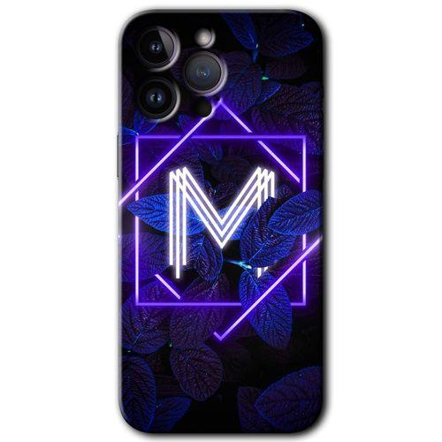 Potkal Hediye Fabrikası iPhone 14 Pro Max Kılıf HD Desen Baskılı Arka Kapak - Dark Neon Yaprak H Harfi