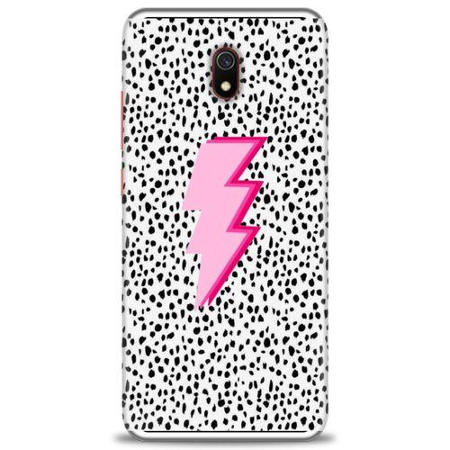 Xiaomi Redmi 8A Kılıf HD Baskılı Kılıf - Pembe Şimşek + Tam Ekran Koruyucu