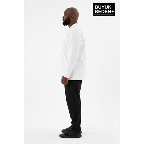 Erkek Büyük Beden Uzun Kollu 2 İplik Bisiklet Yaka Tişört SPR26BEA942