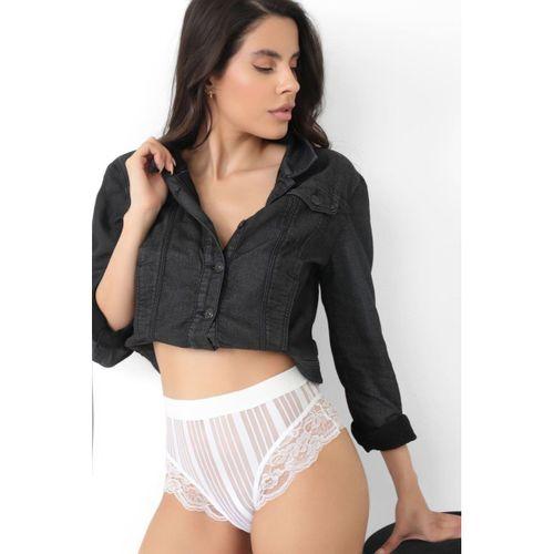Beyaz Kadın Çizgili Külot Veronica-k1010