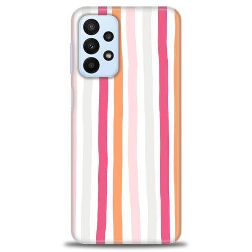 Samsung Galaxy A23 4G Kılıf HD Baskılı Kılıf - Pembe Çubuklar + Tam Ekran Koruyucu