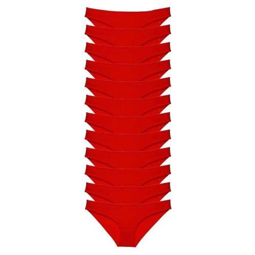 12 Adet Süper Eko Set Likralı Kadın Slip Külot Kırmızı