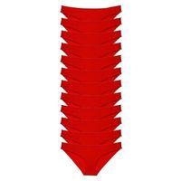 12 Adet Süper Eko Set Likralı Kadın Slip Külot Kırmızı