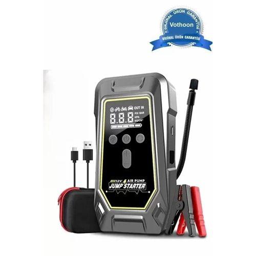 Tank Model Şarjlı 12.000 Mah Taşınabilir Çanta Araç Akü Takviye Cihazı Işıklı Hava Kompresörü