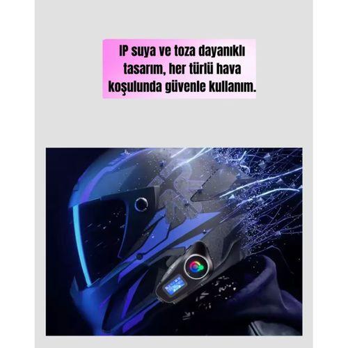Ip65 Suya Dayanıklı Kask Bluetooth Kulaklık Lcd Ekranlı