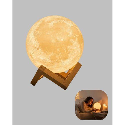 16 Renkli 3d Baskılı Ay Lambası Ahşap Standlı