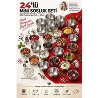 24'lü Çelik Mini Sosluk Seti 6x3.5 cm Reçellik Kahvaltılık Patates Sos Kabı Joker Çerezlik Mezelik Paslanmaz 723693