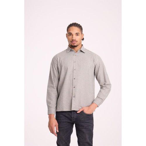 Jonas Ekose Küçük Kareli Relaxed Fit %100 Pamuklu Flanel Kumaş Erkek Gömlek - Yeşil