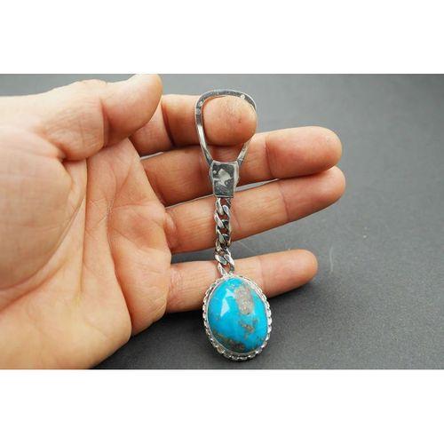 Firuze Taşlı Gümüş Anahtarlık